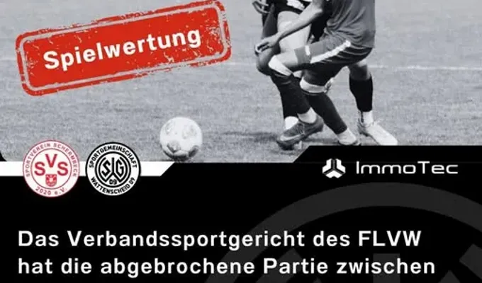 Verbandssportgericht wertet abgebrochene Partie mit 2:0 für Wattenscheid
