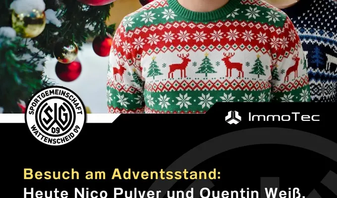 Spieler besuchen den Fanshopstand auf dem Adventsmarkt der Möglichkeiten