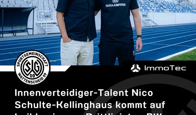 Innenverteidiger-Talent Nico Schulte-Kellinghaus kommt auf Leihbasis vom Drittligisten RW Essen zur…
