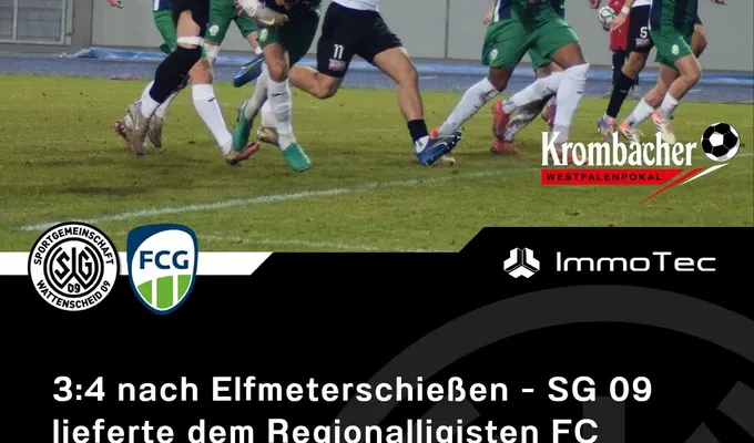 3:4 nach Elfmeterschießen - SG 09 lieferte Regionalligisten FC Gütersloh einen packenden Pokalfight