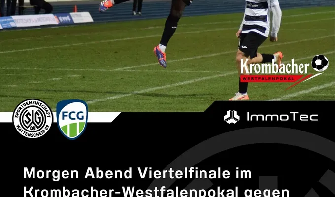 Morgen Abend Viertelfinale im Krombacher-Westfalenpokal gegen Regionalligist FC Gütersloh! 09er…