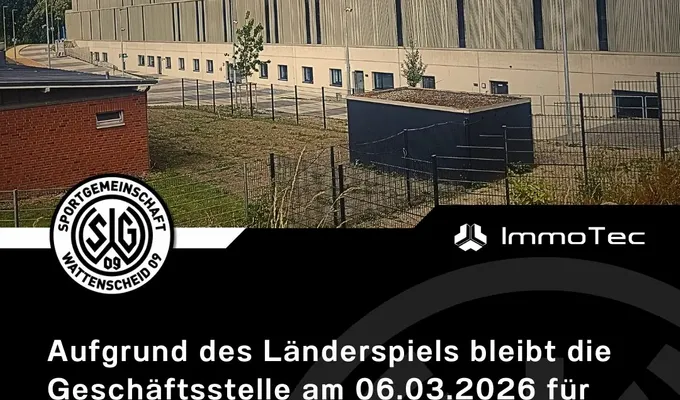 Geschäftsstelle bleibt wegen Länderspiel am 06.03. geschlossen.