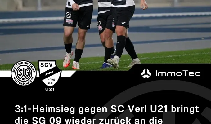 3:1-Heimsieg gegen SC Verl U21 bringt die SG 09 wieder zurück an die Tabellenspitze der Oberliga…