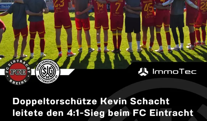 Doppeltorschütze Kevin Schacht leitete den 4:1-Sieg beim FC Eintracht Rheine ein, der gemeinsam mit…