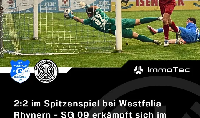 2:2 im Spitzenspiel bei Westfalia Rhynern