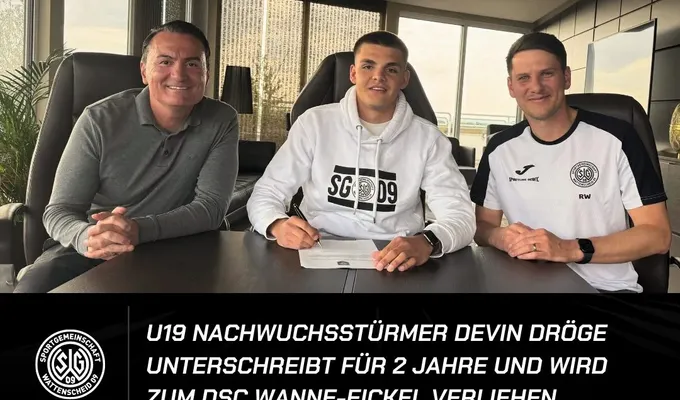 U19 Nachwuchsstürmer Devin Dröge unterschreibt für 2 Jahre und wird zum DSC Wanne-Eickel verliehen