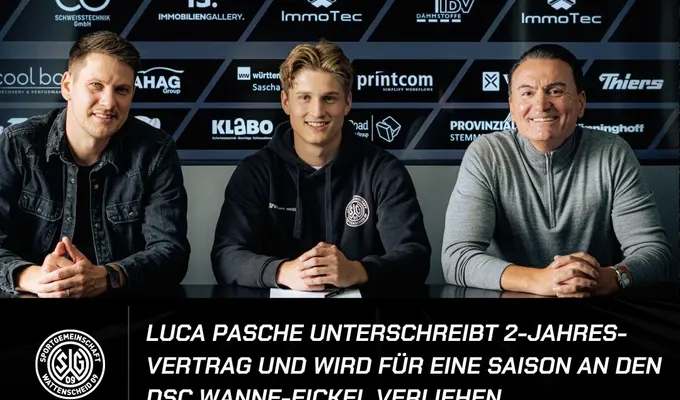Luca Pasche unterschreibt 2-Jahres-Vertrag und wird an den DSC Wanne-Eickel verliehen