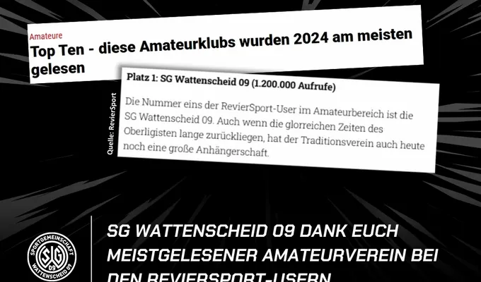 SG Wattenscheid 09 dank euch meistgelesener Amateurverein bei den RevierSport-Usern