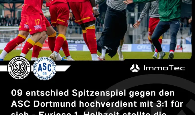 09 entschied Spitzenspiel gegen den ASC Dortmund hochverdient mit 3:1 für sich