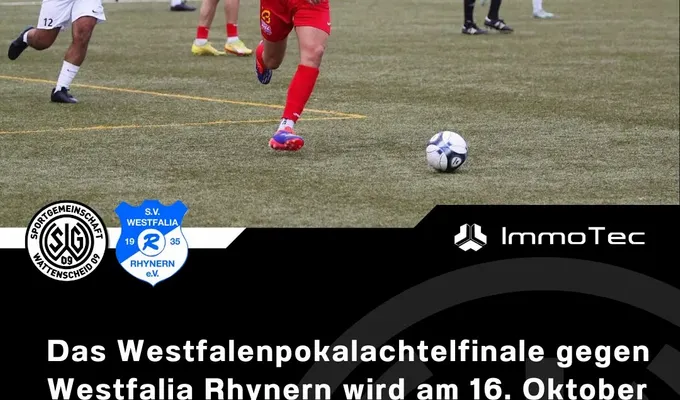 Das Westfalenpokalachtelfinale gegen Westfalia Rhynern wird am 16. Oktober 2025 um 19:30 Uhr im…