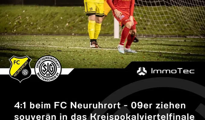 4:1 beim FC Neuruhrort - 09er ziehen souverän in das Kreispokalviertelfinale ein