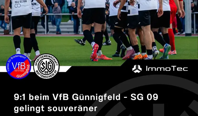Souveränes 9:1 beim VfB Günnigfeld: SGW steht im Kreispokal-Finale