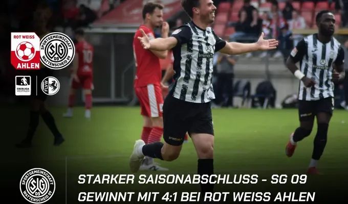 Starker Saisonabschluss - SG 09 gewinnt mit 4:1 bei Rot Weiss Ahlen