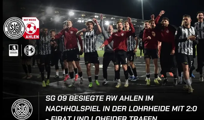 SG 09 besiegte RW Ahlen im Nachholspiel in der Lohrheide mit 2:0 - Firat und Loheider trafen
