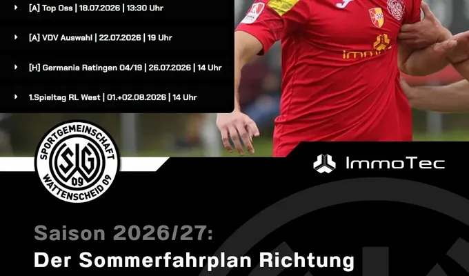 Der Sommerfahrplan Richtung Regionalliga West steht fest - Trainingsauftakt am 24. Juni