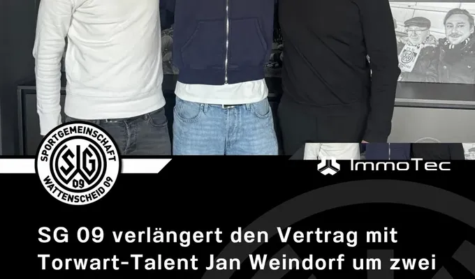 SG 09 verlängert den Vertrag mit Torwart-Talent Jan Weindorf um zwei Jahre und verleiht den…